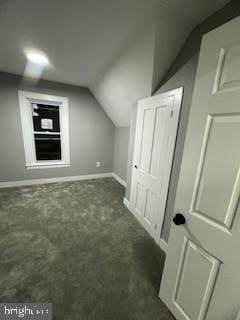 217 S 4th St, Vineland, NJ 08360 - bonus room featuring lofted ceiling, baseboards, and dark carpet