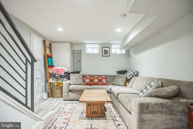 living room featuring light hardwood / wood-style floors