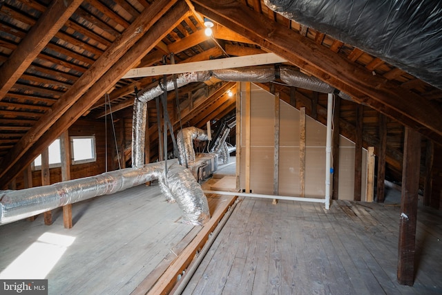 view of unfinished attic