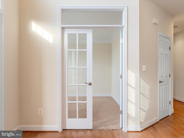 hall featuring light hardwood / wood-style floors