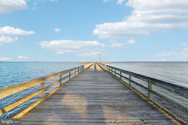 dock area featuring a water view