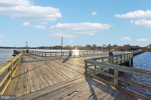 view of dock featuring a water view