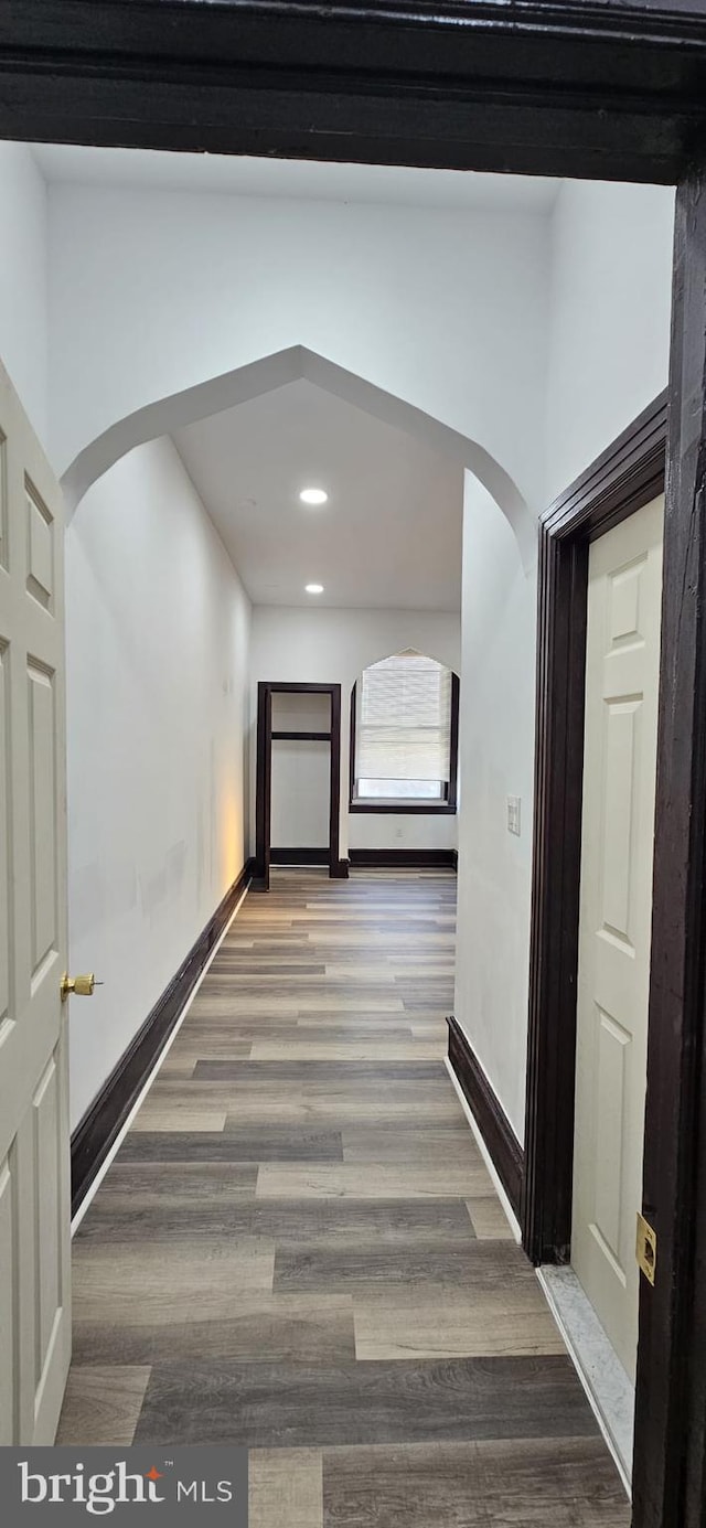 hall featuring hardwood / wood-style flooring