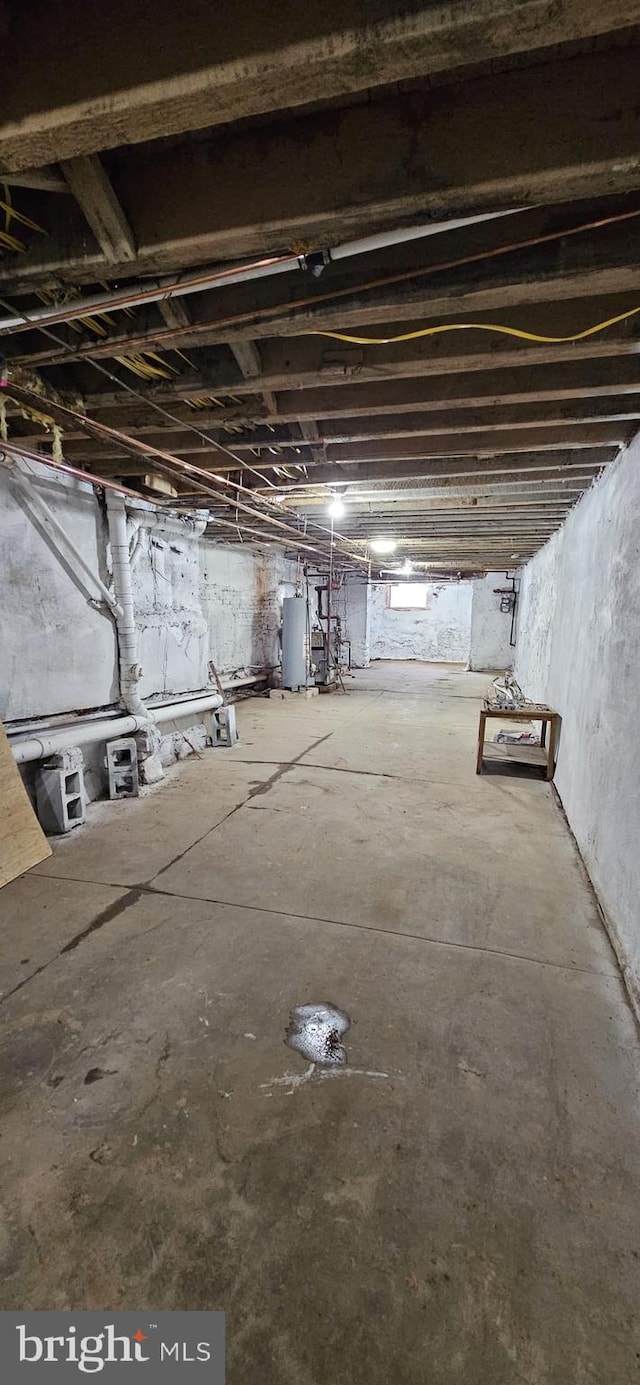 basement with gas water heater