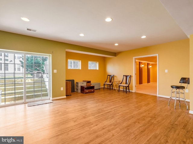 living area with light wood-type flooring