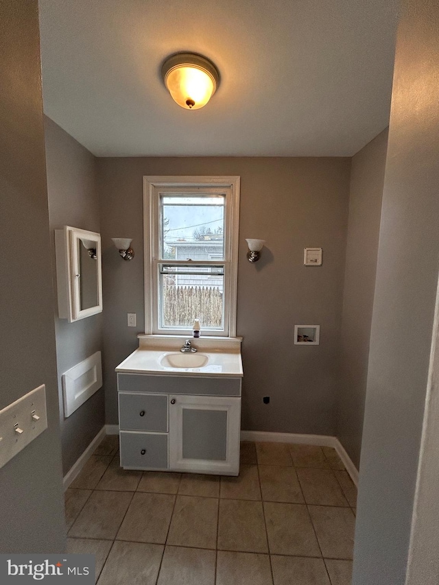 bathroom featuring tile patterned flooring and vanity