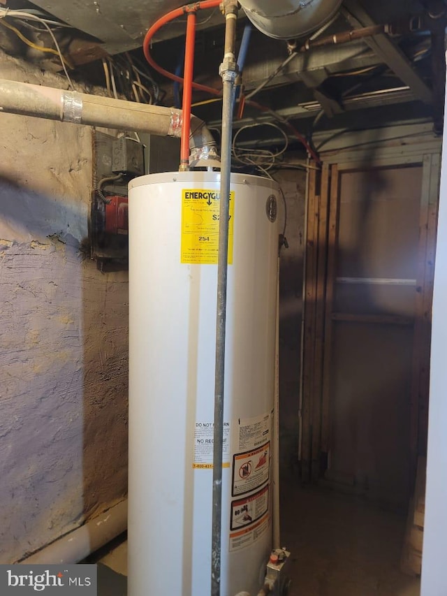 utility room with gas water heater