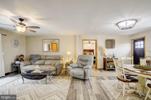 living room featuring light hardwood / wood-style floors