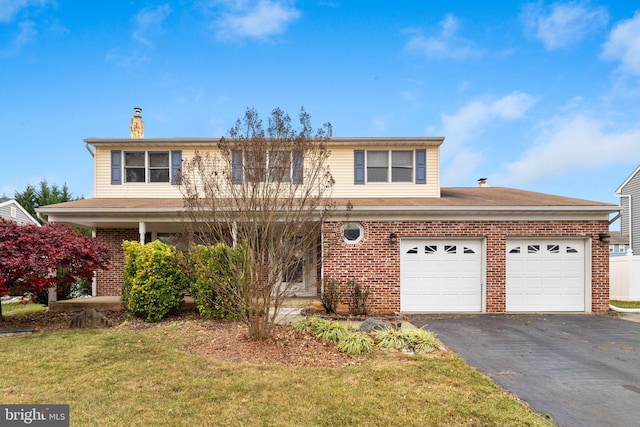 front of property with a front lawn and a garage