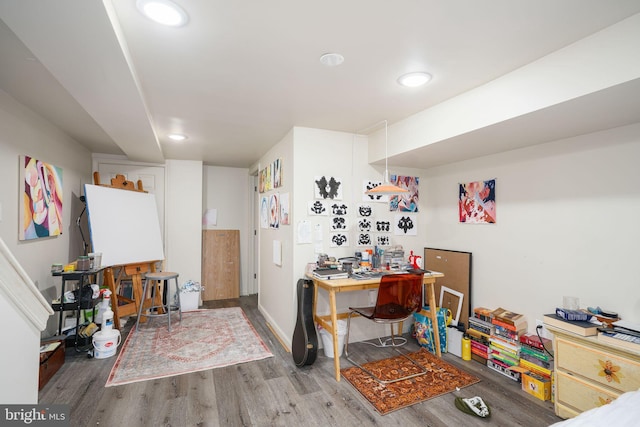 office area featuring hardwood / wood-style flooring