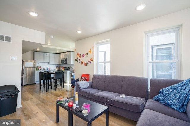 living room featuring light hardwood / wood-style flooring