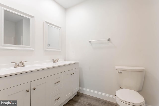 34039 Chippiwa Dr, Dagsboro, DE 19939 - bathroom with baseboards, double vanity, toilet, and wood finished floors