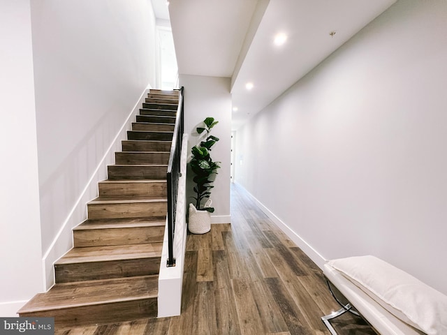 1268 Holbrook Ter NE Unit 1, Washington, DC 20002 - stairs with recessed lighting, wood finished floors, and baseboards