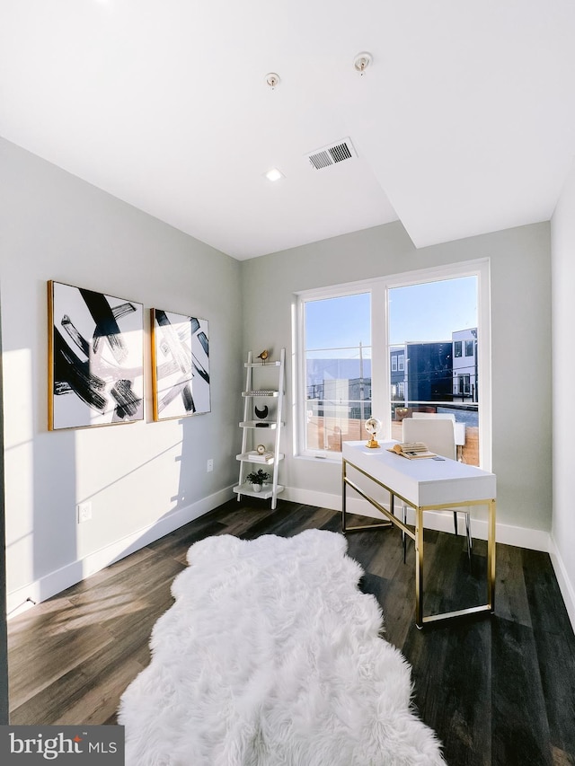 office space featuring hardwood / wood-style flooring