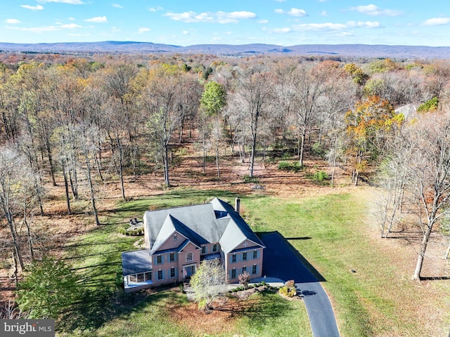 drone / aerial view with a mountain view