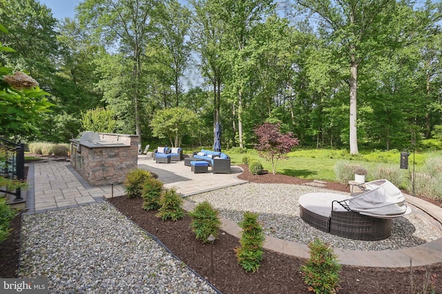 15280 Riding Club Dr, Haymarket, VA 20169 - view of patio with an outdoor living space and an outdoor kitchen