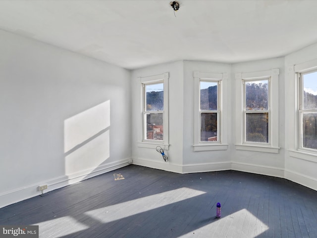 spare room with dark hardwood / wood-style floors