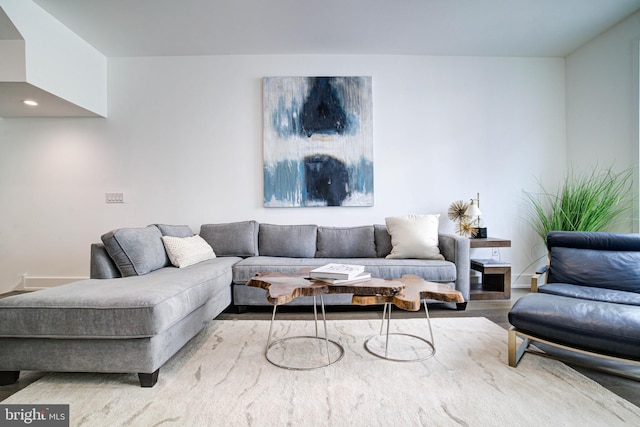 living room with hardwood / wood-style floors