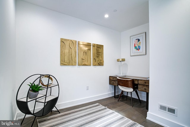 office space featuring dark hardwood / wood-style floors