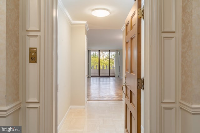 corridor with ornamental molding