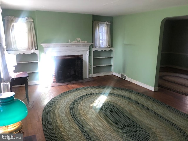 living room with hardwood / wood-style flooring