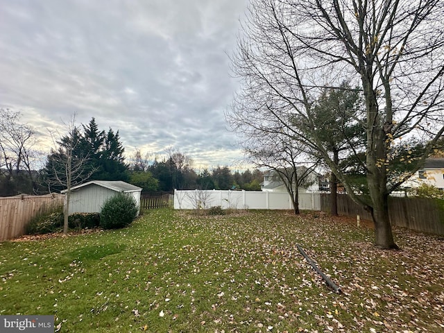 view of yard with an outbuilding