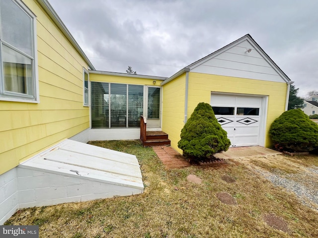 exterior space featuring a garage