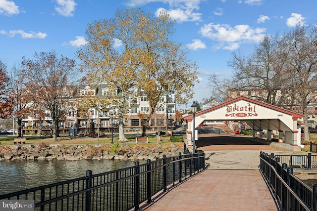 view of dock featuring a water view