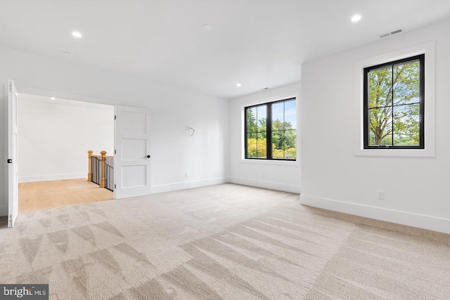 empty room featuring light colored carpet and a wealth of natural light