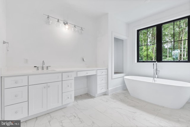 bathroom featuring vanity and a bathing tub