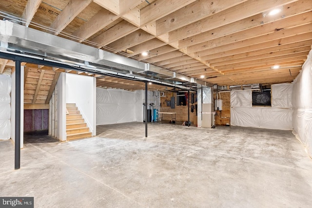 basement with heating unit