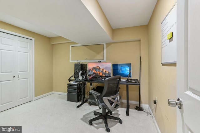 view of carpeted office space