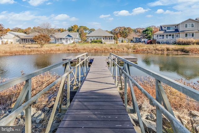 dock area featuring a water view