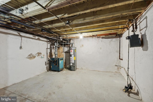 basement with gas water heater