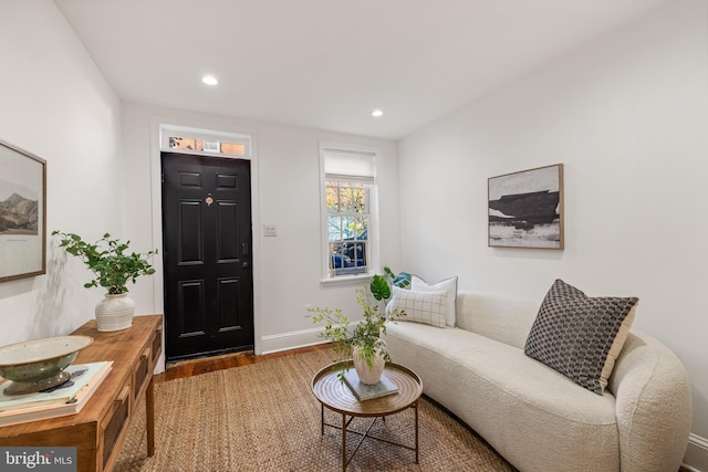 living area featuring hardwood / wood-style flooring