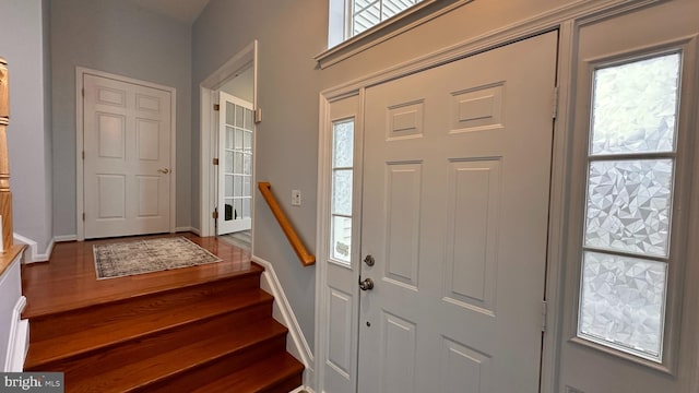 entrance foyer with hardwood / wood-style floors