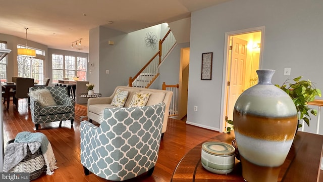 living room with hardwood / wood-style flooring