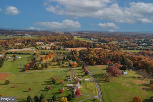 bird's eye view featuring a rural view