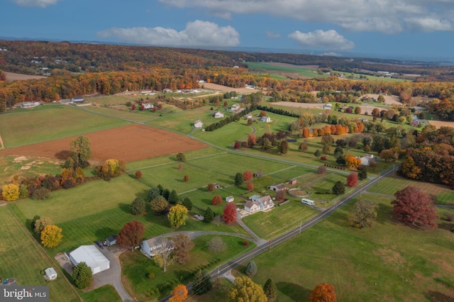 bird's eye view with a rural view