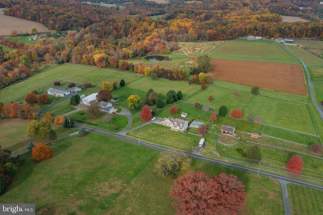 drone / aerial view featuring a rural view