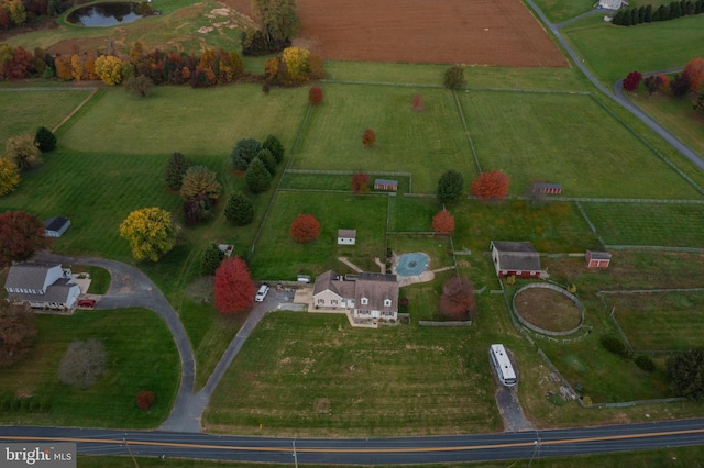 drone / aerial view with a rural view