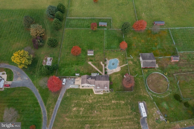 aerial view with a rural view