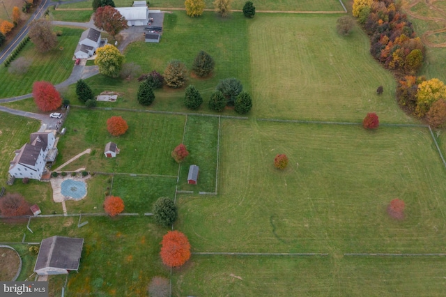 drone / aerial view featuring a rural view