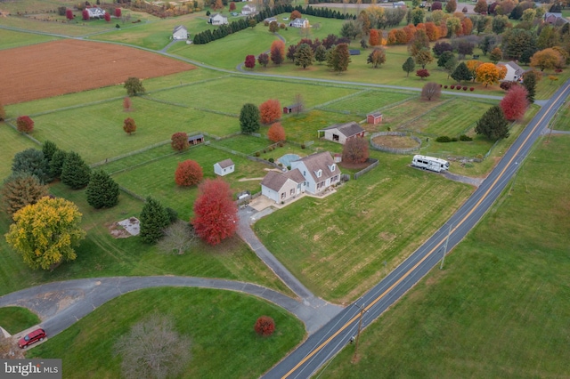 drone / aerial view with a rural view