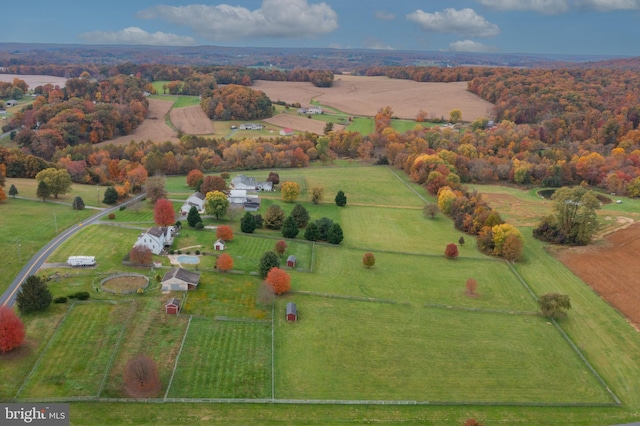 bird's eye view with a rural view