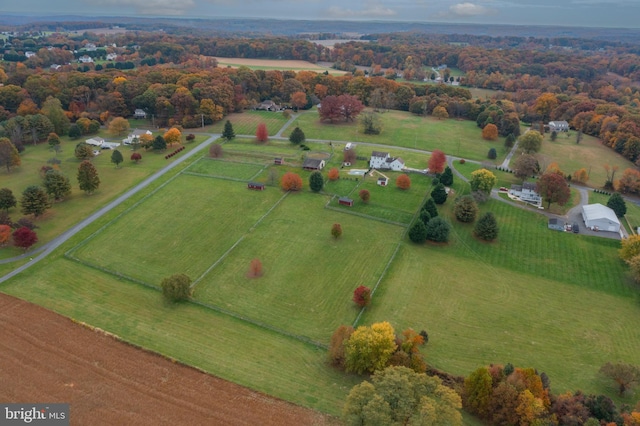 drone / aerial view with a rural view