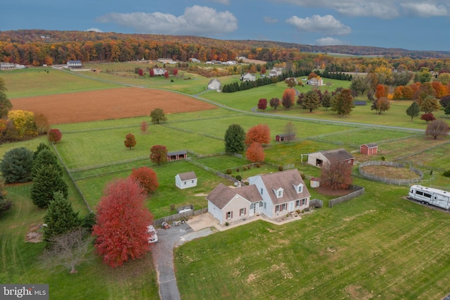 drone / aerial view featuring a rural view