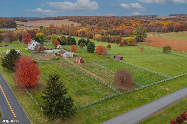 drone / aerial view with a rural view