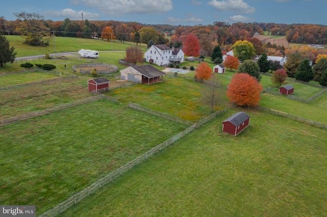 drone / aerial view featuring a rural view