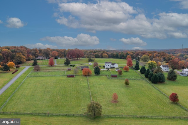 bird's eye view with a rural view